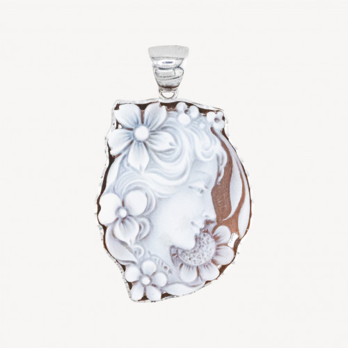 Composant de pendentif en argent 925 avec camée artisanal italien 30x40 mm