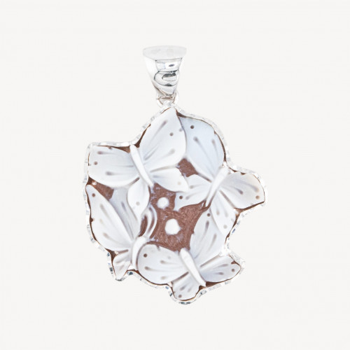 Composant de pendentif en argent 925 avec camée artisanal italien 33x37mm