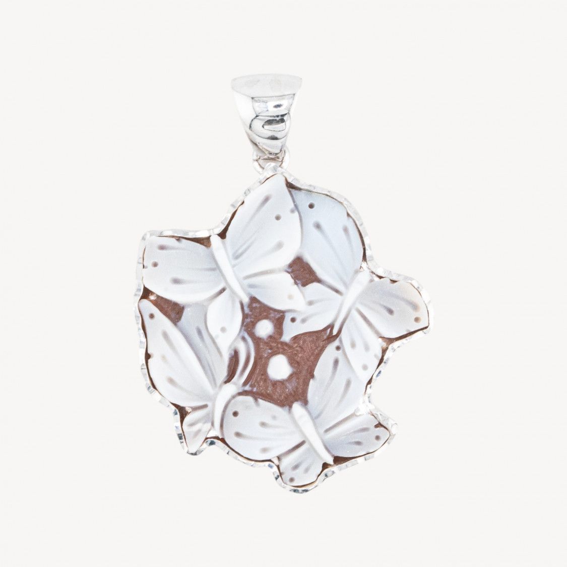 925 Silver Pendant Component with Italian Handcrafted Cameo 33x37mm-SILVER 925 DESIGN ITALY | Worldofjewel.com