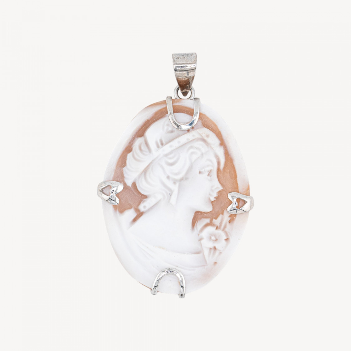 Anhängerteil aus 925er Sterlingsilber mit handgefertigter italienischer Kamee, 33 x 42 mm-SILBER 925 DESIGN ITALIEN | Worldofjewel.com