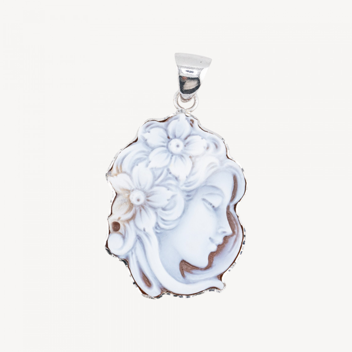 925 Silver Pendant Component with Italian Handcrafted Cameo 30x40mm-SILVER 925 DESIGN ITALY | Worldofjewel.com