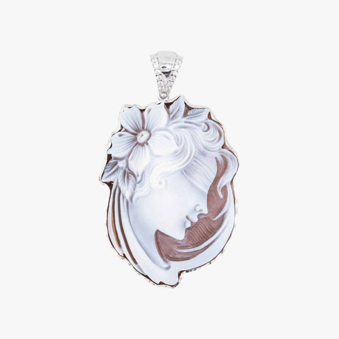 Componente Pendente In Argento 925 Con Cammeo Italiano Artigianale 32x44mm-ARGENTO 925 DESIGN ITALY | Worldofjewel.com