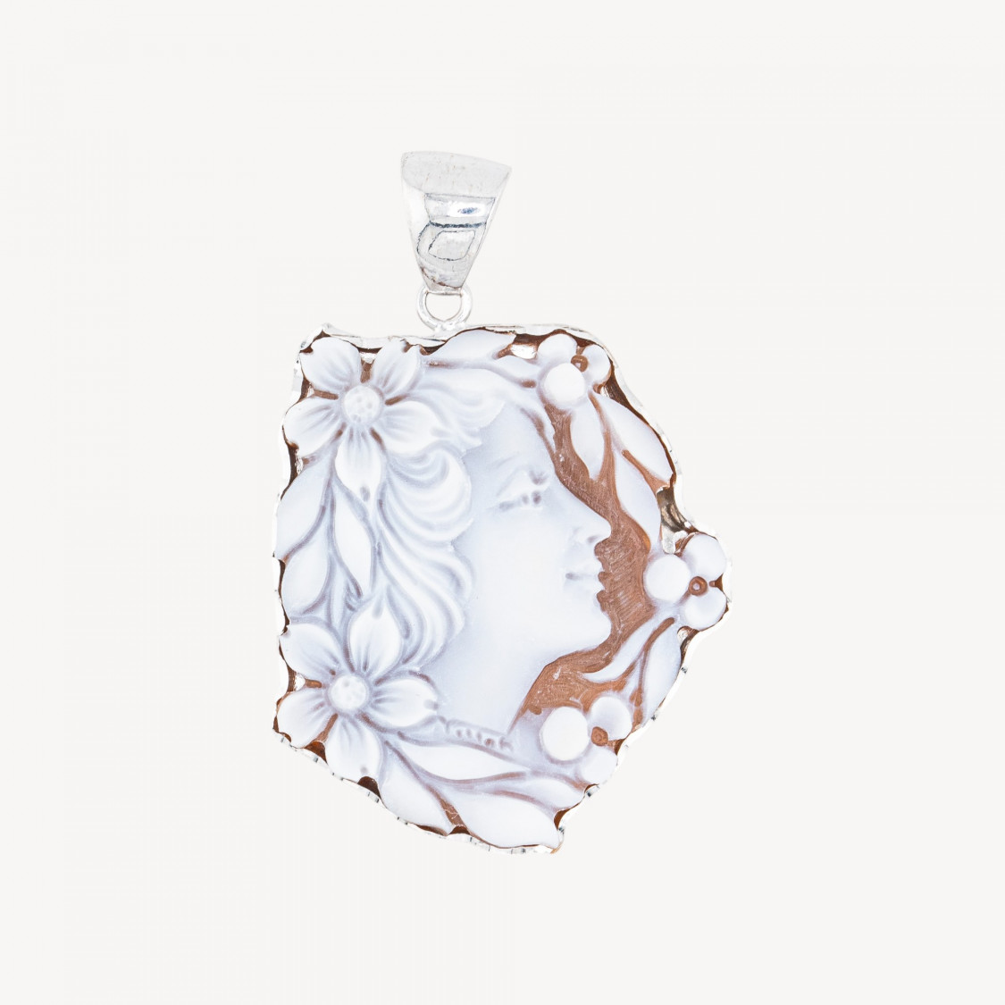 Componente Pendente In Argento 925 Con Cammeo Italiano Artigianale 33x40mm-ARGENTO 925 DESIGN ITALY | Worldofjewel.com