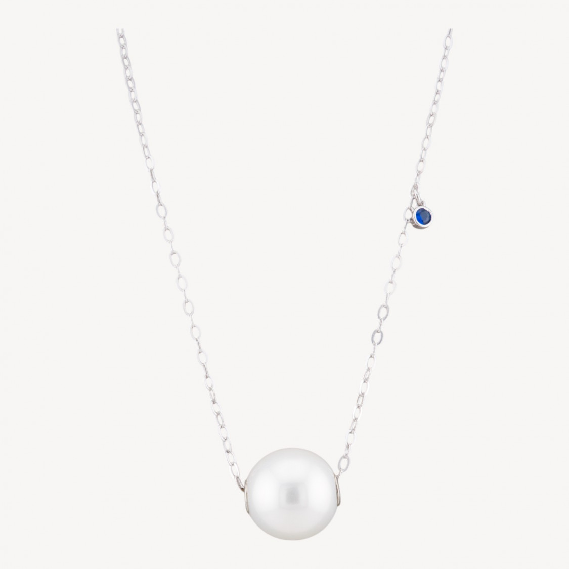 925 Silver Necklace with Chain and Blue Light Point and Sphere Pendant 40+6cm-925 SILVER NECKLACES | Worldofjewel.com