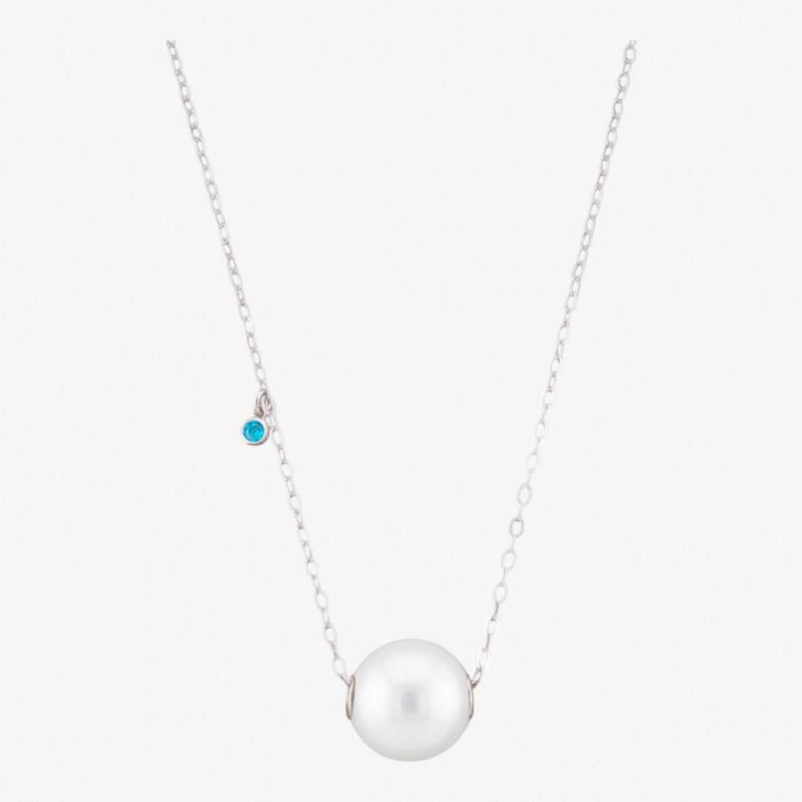 Collier en argent 925 avec chaîne maille forçat et pendentif point lumineux et sphère bleu clair 40+6 cm-COLLIERS EN ARGENT 925 | Worldofjewel.com