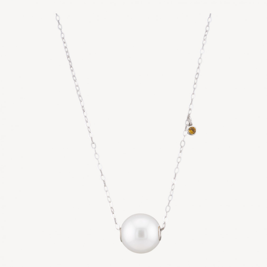 Halskette aus 925er Sterlingsilber mit gelbem Licht und Kugelanhänger, 40 + 6 cm-925 SILBER HALSKETTEN | Worldofjewel.com