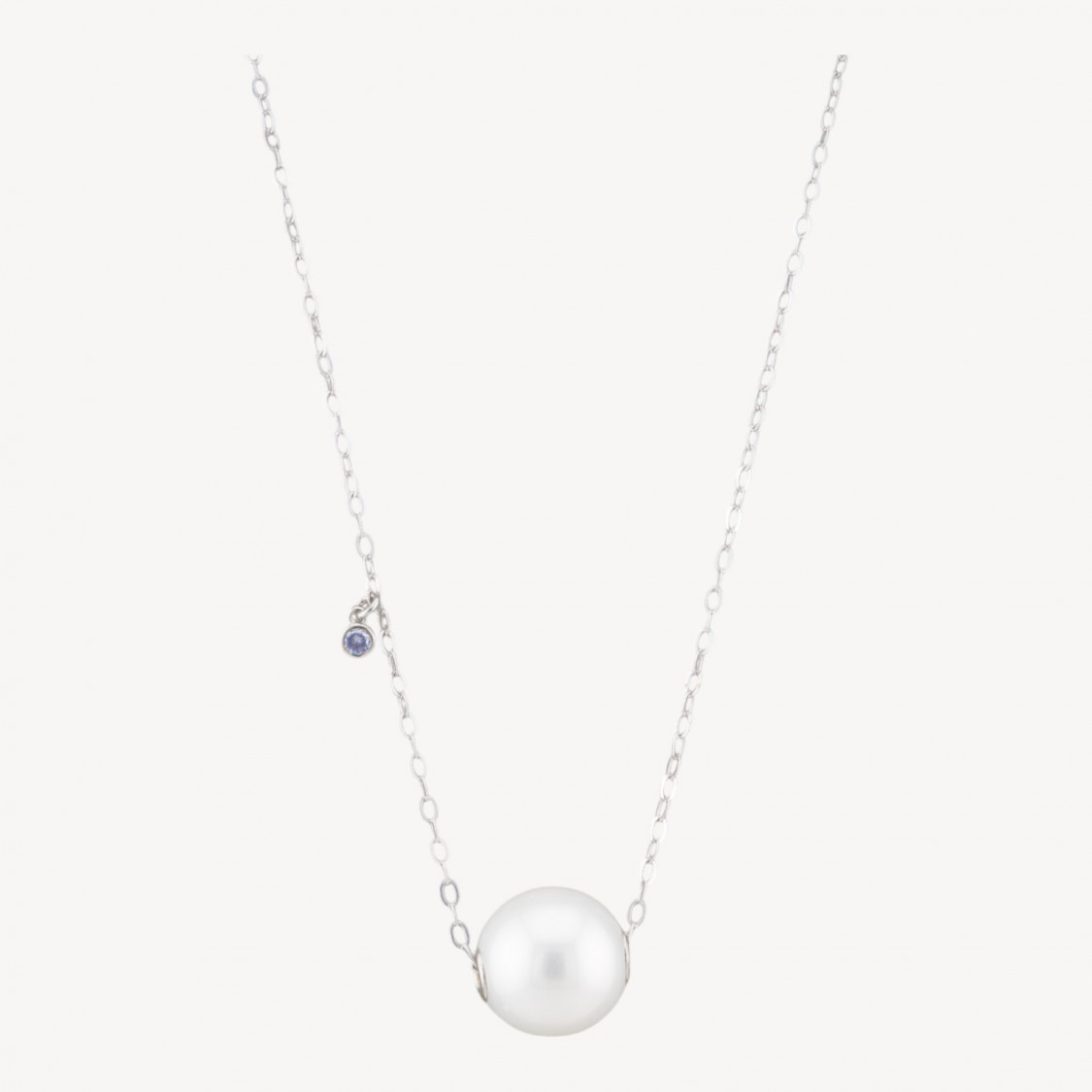 925 Silver Necklace with Curb Chain and Purple Light Point and Sphere Pendant 40+6cm-925 SILVER NECKLACES | Worldofjewel.com