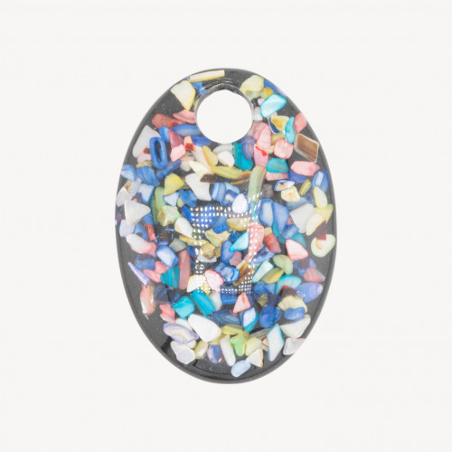 Resin Component With Oval Mother-of-Pearl Mosaic 6x8.5cm