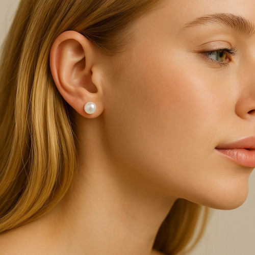 925 Silver and River Pearl Earrings 4.5-5.0mm 6 Pairs White