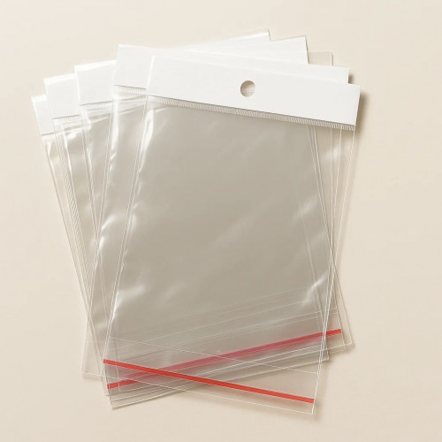 Adhesive Plastic Bags with Hole 10x14+2.5cm 200pcs