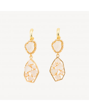 Orecchini A Monachella Chiusa Di Bronzo Con Cristalli CZ E Occhio Di Gatto 17x65mm Chiaro-ORECCHINI MADE WITH STYLE | Worldofjewel.com