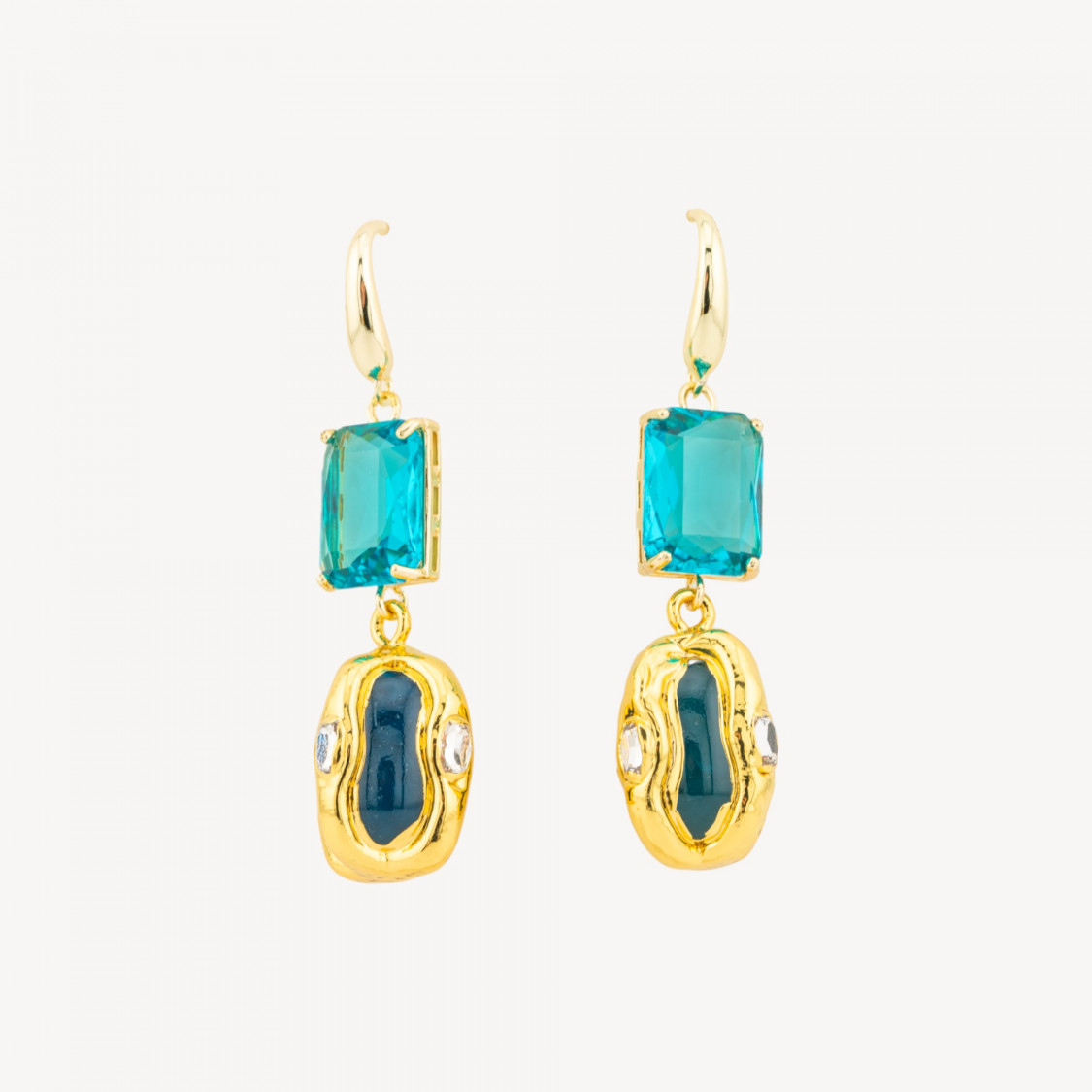 Orecchini A Monachella Di Bronzo Con Cristalli CZ e Perlina Dorata MOD1-BRONZE CRISTAL | Worldofjewel.com