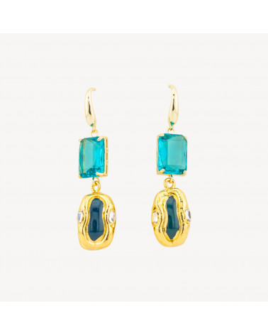 Orecchini A Monachella Di Bronzo Con Cristalli CZ e Perlina Dorata MOD1-BRONZE CRISTAL | Worldofjewel.com