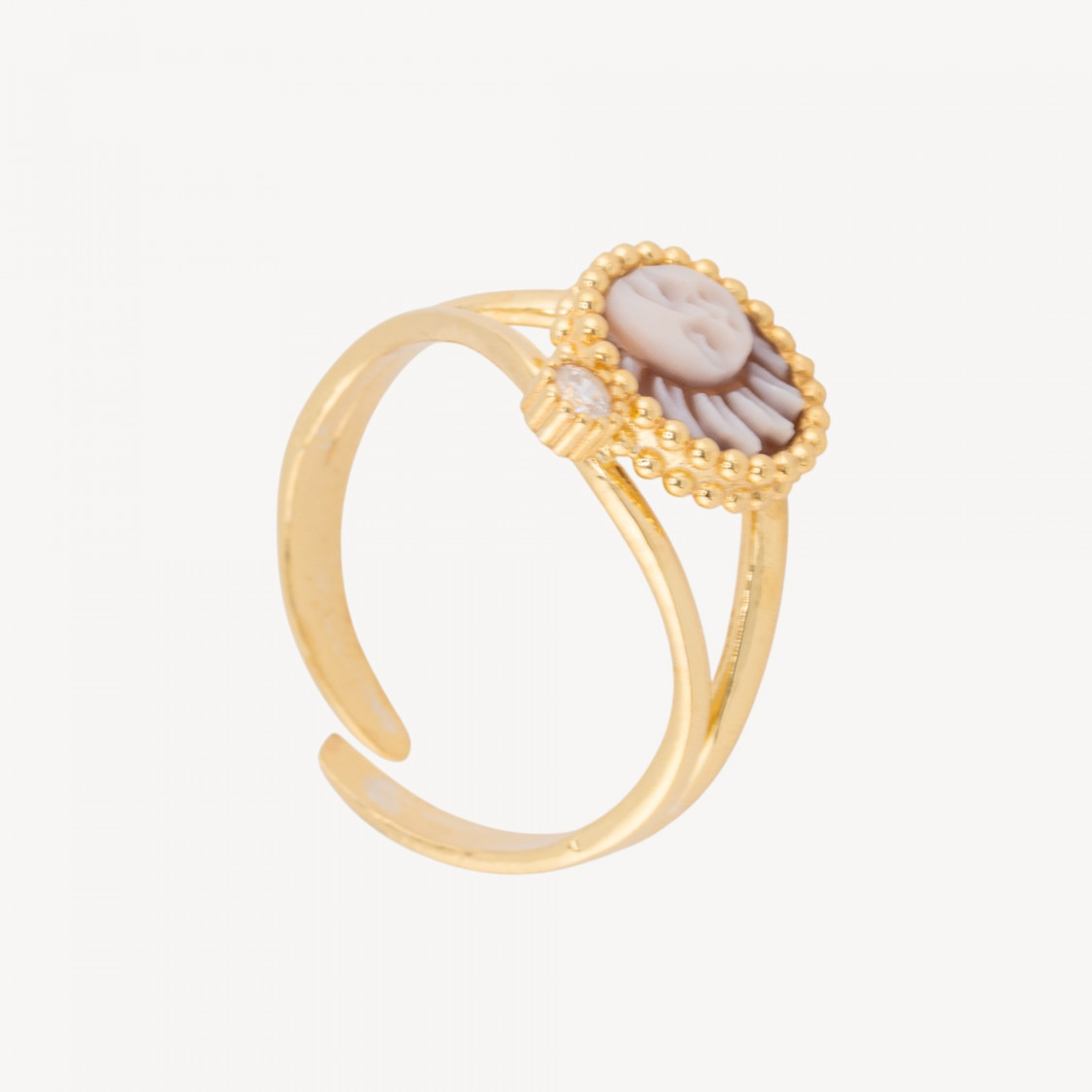 Anello In Argento 925 Con Cammeo Italiano Artigianale Misura Regolabile 20mm Dorato-ARGENTO 925 DESIGN ITALY | Worldofjewel.com