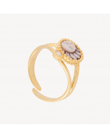 Anello In Argento 925 Con Cammeo Italiano Artigianale Misura Regolabile 20mm Dorato-ARGENTO 925 DESIGN ITALY | Worldofjewel.com