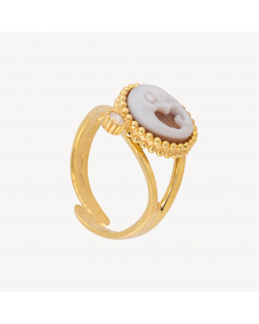 Anello In Argento 925 Con Cammeo Italiano Artigianale Misura Regolabile 20mm Dorato-SILVER 925 DESIGN ITALY | Worldofjewel.com