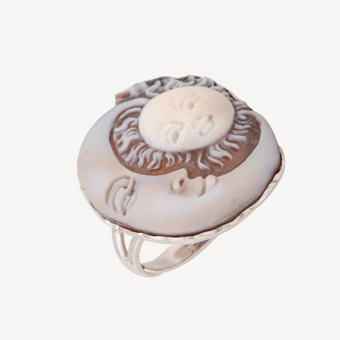 Anello In Argento 925 Con Cammeo Italiano Artigianale Misura Regolabile 18mm-SILVER 925 DESIGN ITALY | Worldofjewel.com