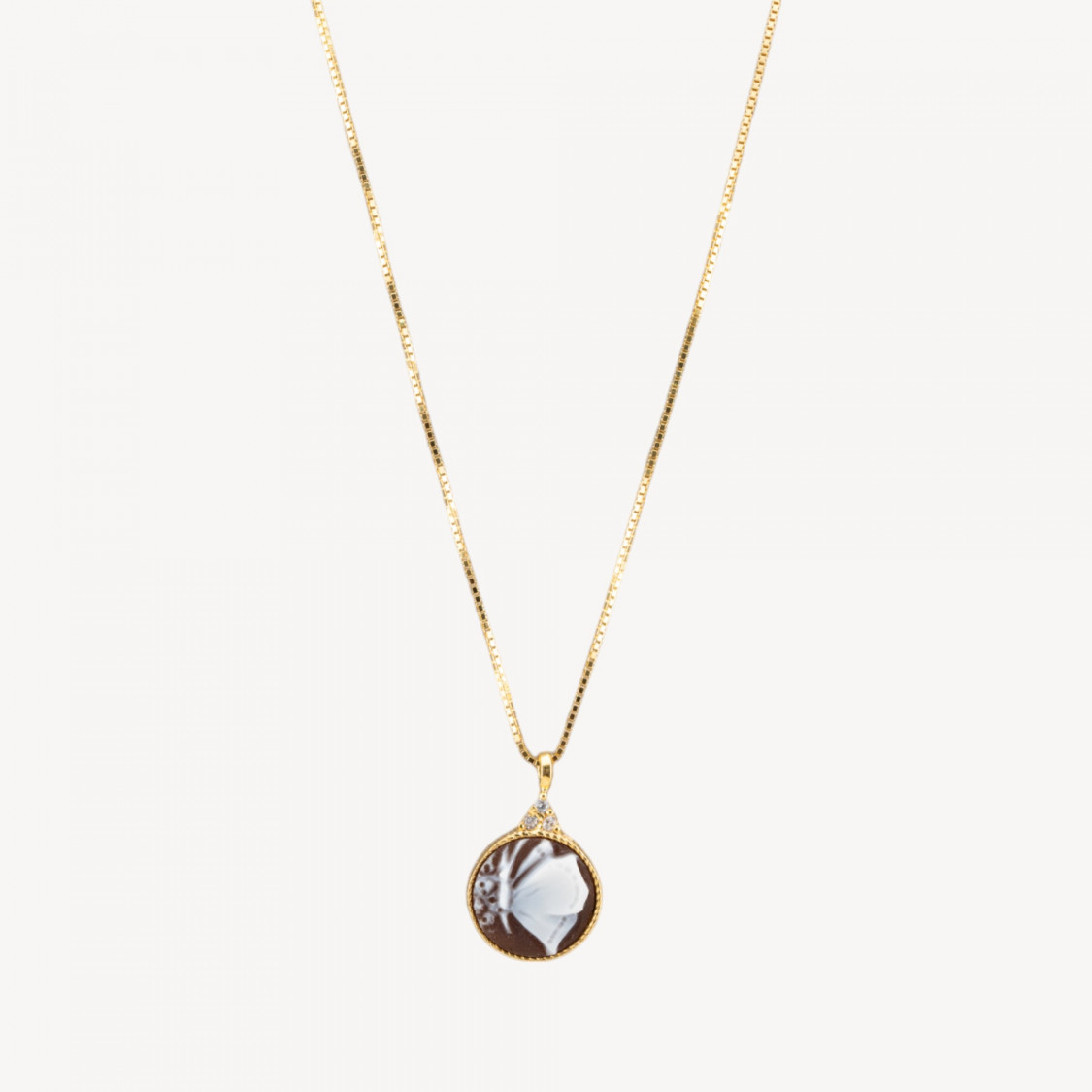 Collana Con Pendente In Argento 925 Con Cammeo Italiano Artigianale 10mm Dorato-ARGENTO 925 DESIGN ITALY | Worldofjewel.com