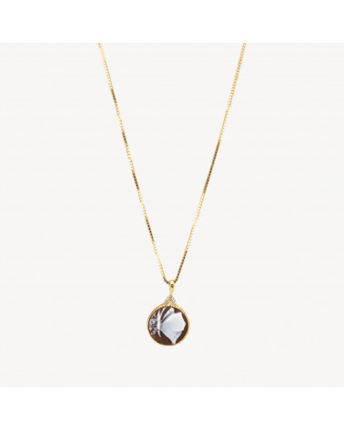 Collana Con Pendente In Argento 925 Con Cammeo Italiano Artigianale 10mm Dorato-ARGENTO 925 DESIGN ITALY | Worldofjewel.com