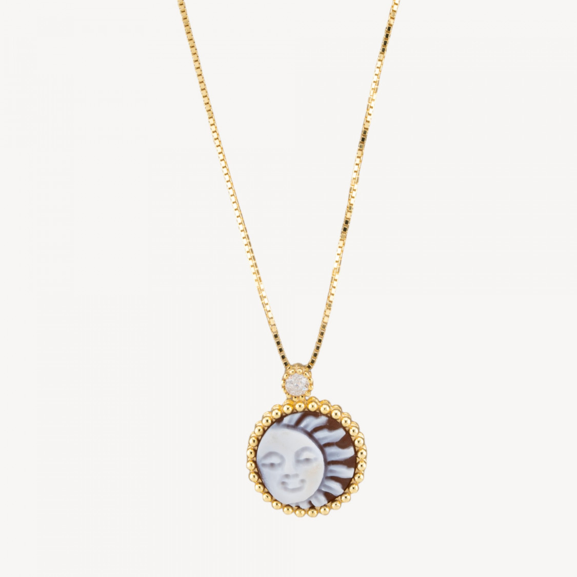 Collana Con Pendente In Argento 925 Con Cammeo Italiano Artigianale 12mm Dorato-ARGENTO 925 DESIGN ITALY | Worldofjewel.com