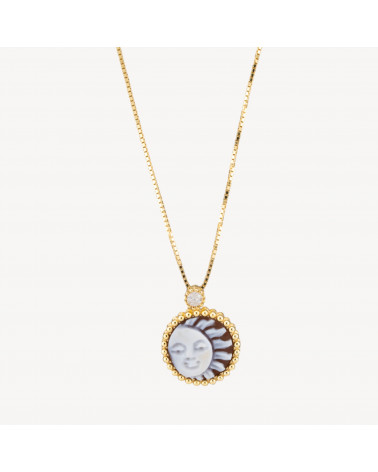 Collana Con Pendente In Argento 925 Con Cammeo Italiano Artigianale 12mm Dorato-ARGENTO 925 DESIGN ITALY | Worldofjewel.com