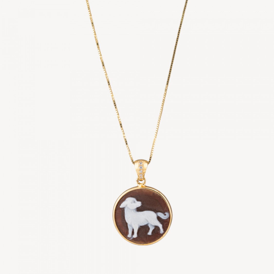 Collana Con Pendente In Argento 925 Con Cammeo Italiano Artigianale 20mm Dorato-ARGENTO 925 DESIGN ITALY | Worldofjewel.com