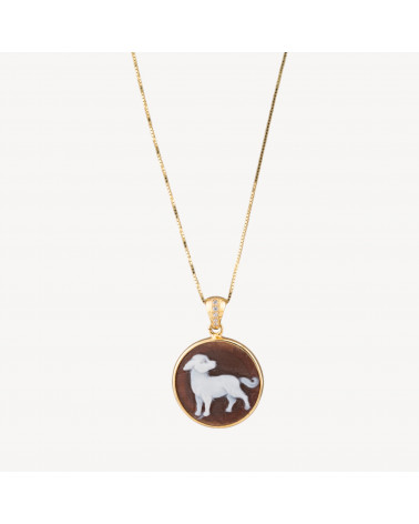Collana Con Pendente In Argento 925 Con Cammeo Italiano Artigianale 20mm Dorato-ARGENTO 925 DESIGN ITALY | Worldofjewel.com