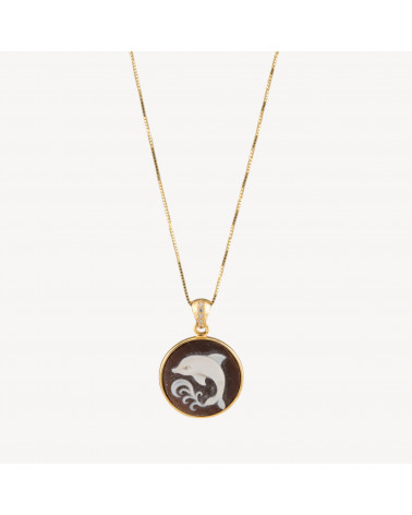 Collana Con Pendente In Argento 925 Con Cammeo Italiano Artigianale 20mm Dorato-ARGENTO 925 DESIGN ITALY | Worldofjewel.com