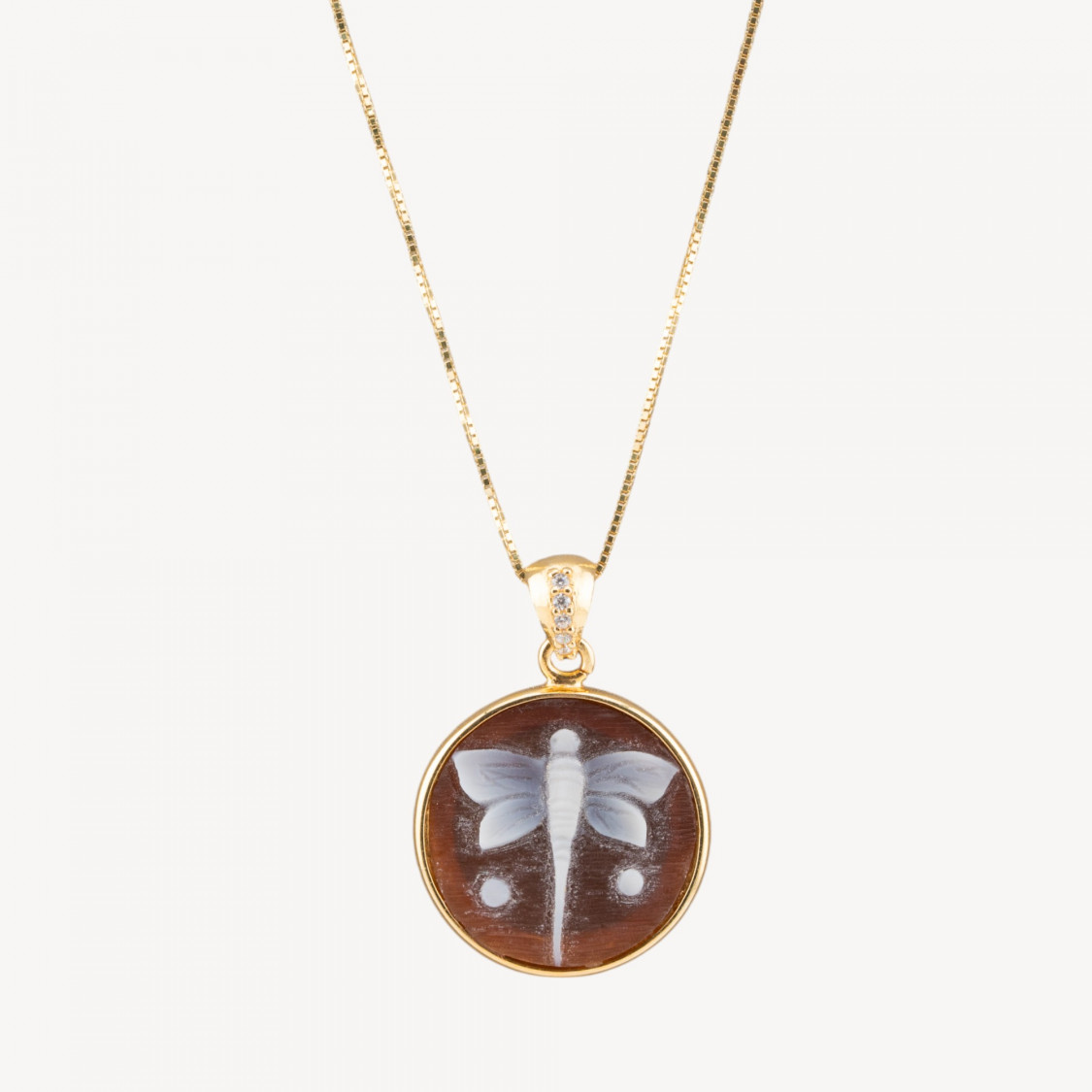 Collana Con Pendente In Argento 925 Con Cammeo Italiano Artigianale 20mm Dorato-ARGENTO 925 DESIGN ITALY | Worldofjewel.com