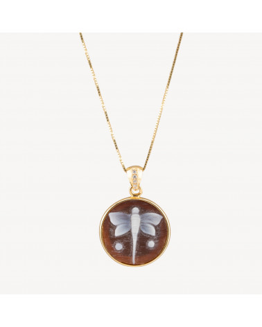 Collana Con Pendente In Argento 925 Con Cammeo Italiano Artigianale 20mm Dorato-ARGENTO 925 DESIGN ITALY | Worldofjewel.com