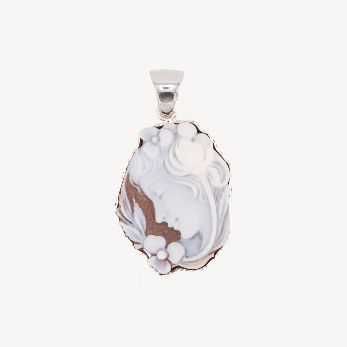 Composant de pendentif en argent 925 avec camée artisanal italien de 25 mm-ARGENT 925 DESIGN ITALIE | Worldofjewel.com