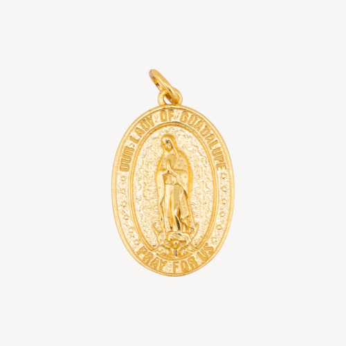 Componente colgante de plata 925 con grabado de Nuestra Señora de Guadalupe 15 mm