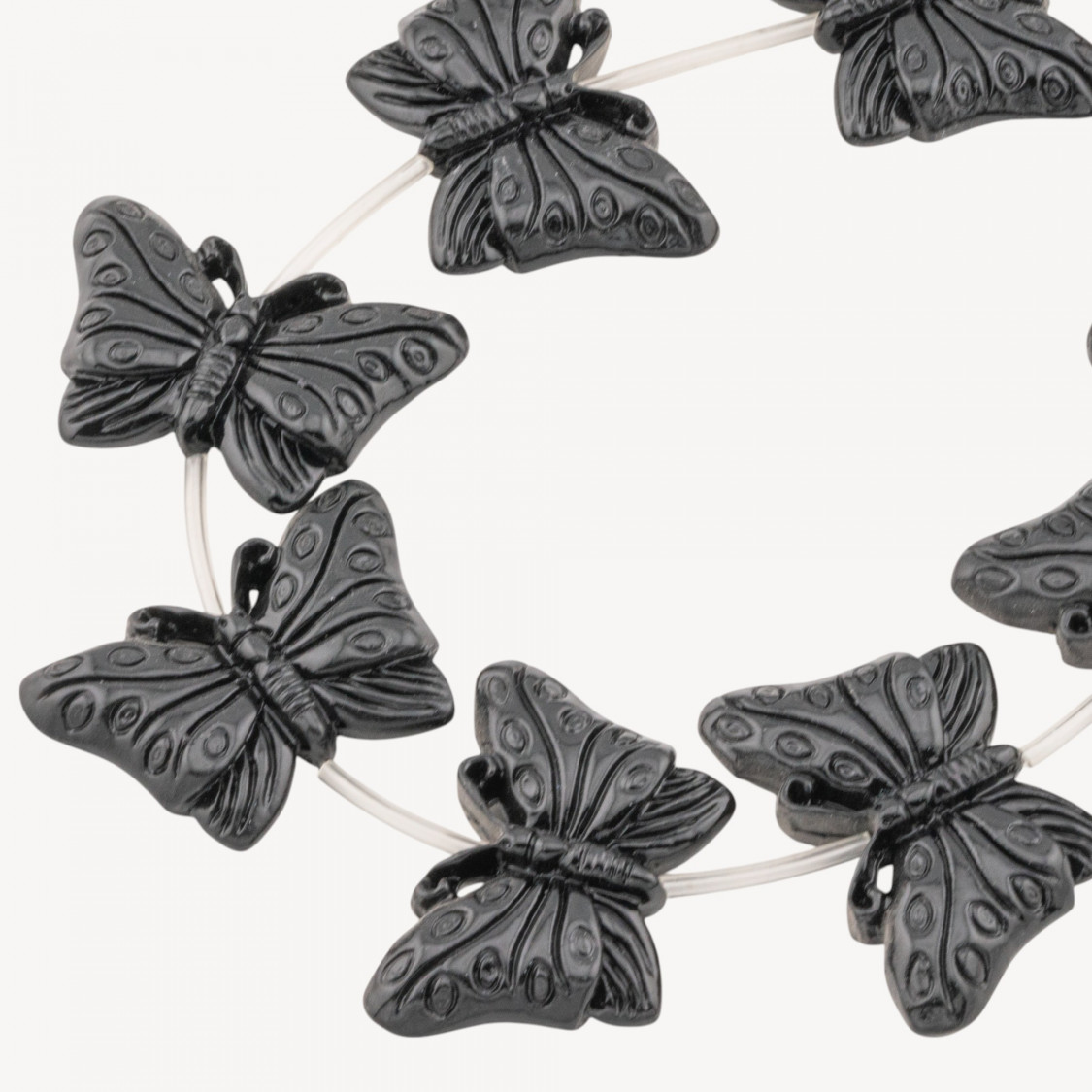 Fili di Perline In Resina A Forma di Farfalla 40x27mm 11pz Incisione Fronte Retro Nero-PERLINE IN RESINA | Worldofjewel.com