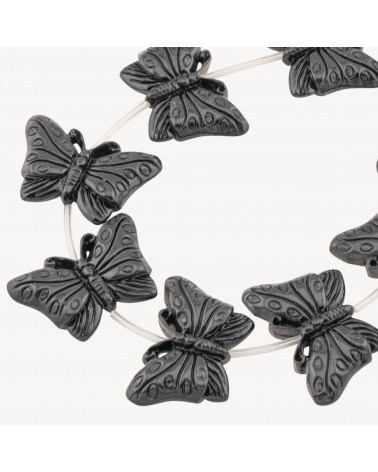 Fili di Perline In Resina A Forma di Farfalla 40x27mm 11pz Incisione Fronte Retro Nero-PERLINE IN RESINA | Worldofjewel.com