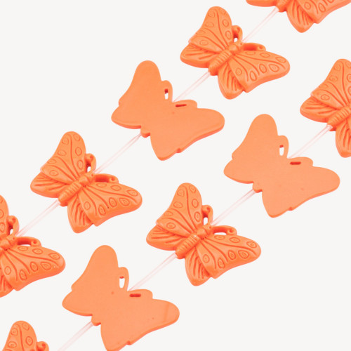Cuentas de resina de mariposa (40 x 27 mm, 11 unidades), grabadas por una sola cara, color naranja