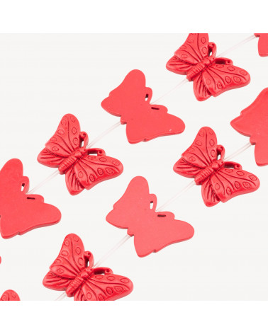 Fili di Perline In Resina A Forma di Farfalla 40x27mm 11pz Incisione Solo Fronte Rosso-PERLINE IN RESINA | Worldofjewel.com
