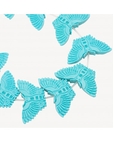 Fili di Perline In Resina A Forma di Farfalla 55x28mm 11pz Incisione Fronte Retro Celeste-PERLINE IN RESINA | Worldofjewel.com
