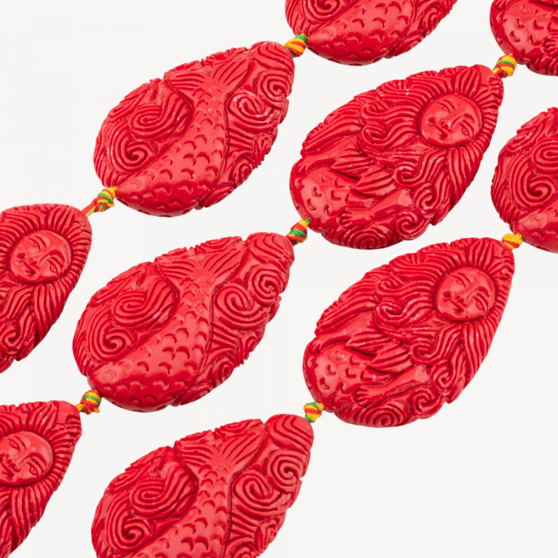 Fili di Perline In Resina A Forma di Sirena 18x54mm 6pz Incisione Fronte Retro Rosso-PERLINE IN RESINA | Worldofjewel.com
