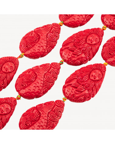 Fili di Perline In Resina A Forma di Sirena 18x54mm 6pz Incisione Fronte Retro Rosso-PERLINE IN RESINA | Worldofjewel.com