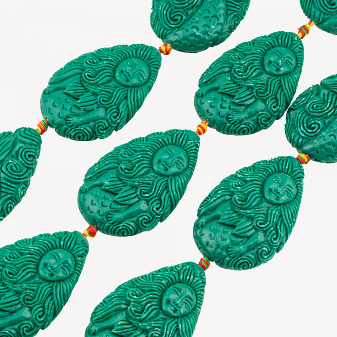 Fili di Perline In Resina A Forma di Sirena 18x54mm 6pz Incisione Fronte Retro Verde-PERLINE IN RESINA | Worldofjewel.com