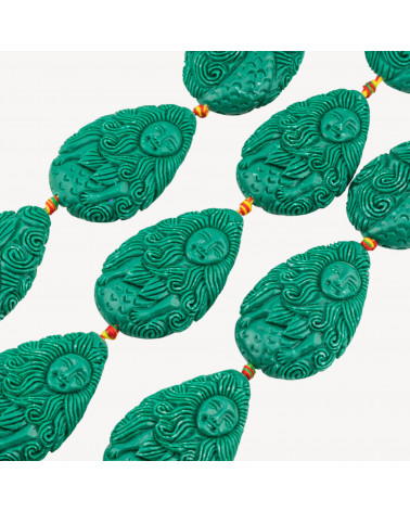 Fili di Perline In Resina A Forma di Sirena 18x54mm 6pz Incisione Fronte Retro Verde-PERLINE IN RESINA | Worldofjewel.com