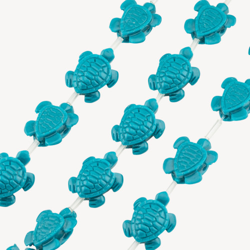 Turtle Resin Bead Strands 16x20mm 16pcs Blue