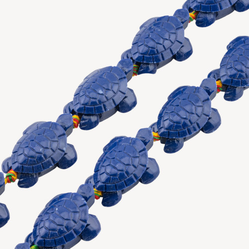 Schildkröten-Harzperlenstränge 24x34mm 11 Stück Blau