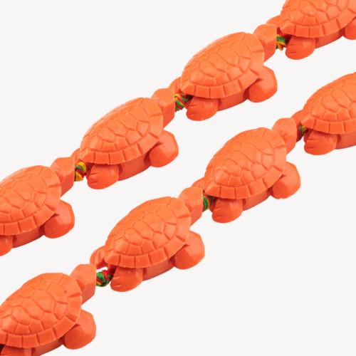 Turtle Resin Bead Strands 24x34mm 11pcs Coral