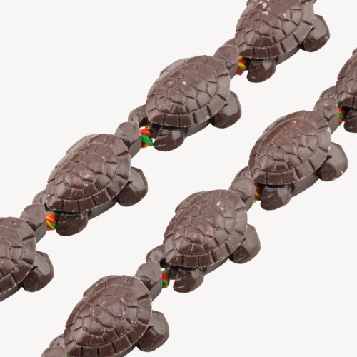 Turtle Shaped Resin Bead Strands 24x34mm 11pcs Brown