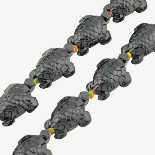 Perles en résine tortue, 24 x 34 mm, 11 pièces, noires