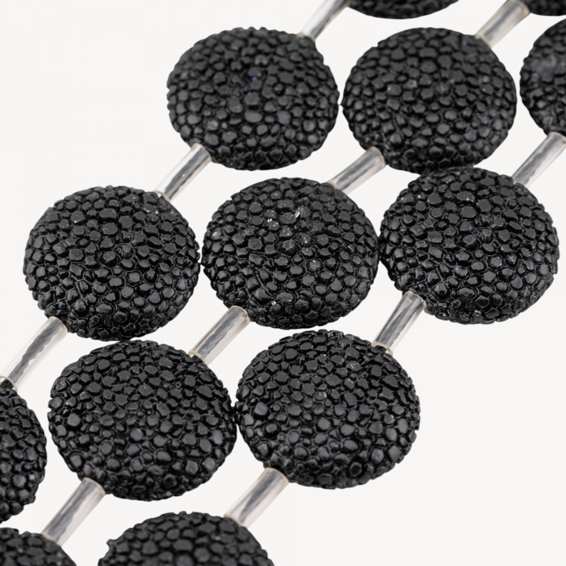 Fili di Resina Tondo Piatto 20mm Snake Skin 16pz Nero-PERLINE IN RESINA | Worldofjewel.com