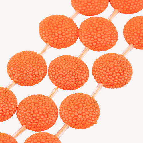 25mm Snake Skin Flat Round Resin Threads 12pcs Orange