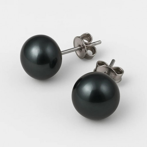 Pendientes de plata 925 y perla de río de 8,0-8,5 mm (6 pares) en gris tahitiano