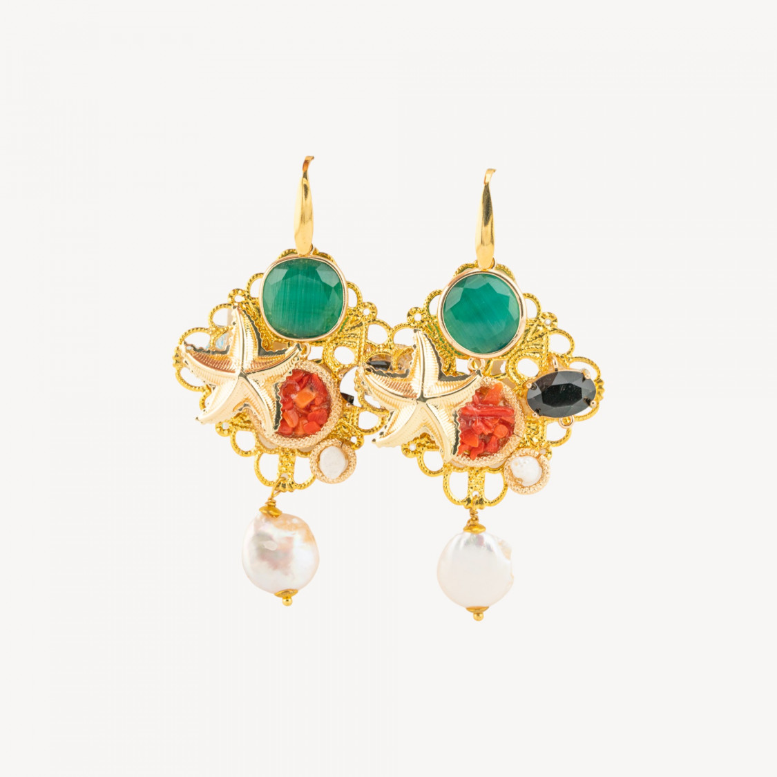 Boucles d'oreilles en bronze, pierre et cristal MOD.21-BOUCLES D'OREILLES CONÇUES AVEC STYLE | Worldofjewel.com